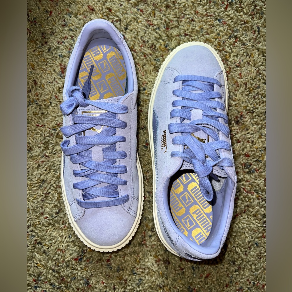 Lavender Suede Platform Mono Satin Puma Sneakers